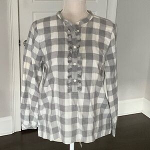 J. Crew Factory Gray and White Plaid Button Down Shirt
